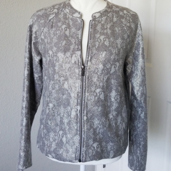 Banana Republic Metallic Lace Jacquard Cropped Jacket - Picture 2 of 10